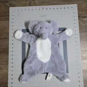ELEPHANT LOVEY GRAY W WHITE PAWS & BELLY SECURITY BLANKET KELLY TOY FLAT CRINKLE